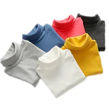 Осенне-зимний детский свитер с высоким воротником; 10 однотонных цветов; свитер для девочек; пуловер для мальчиков; Базовая рубашка для детей 2-10 лет