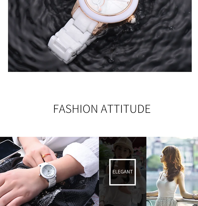 Женские часы Лидирующий бренд Модные керамические белые золотые ремешок женские наручные часы женские Кварцевые водонепроницаемые