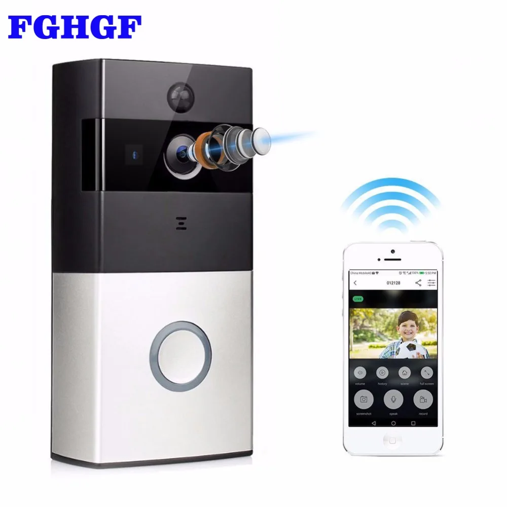 FGHGF Wireless Intercom Doorbell Video Camera WiFi IP 720P PIR Alarm IR Night Vision Two Way Audio Home Security Camera 