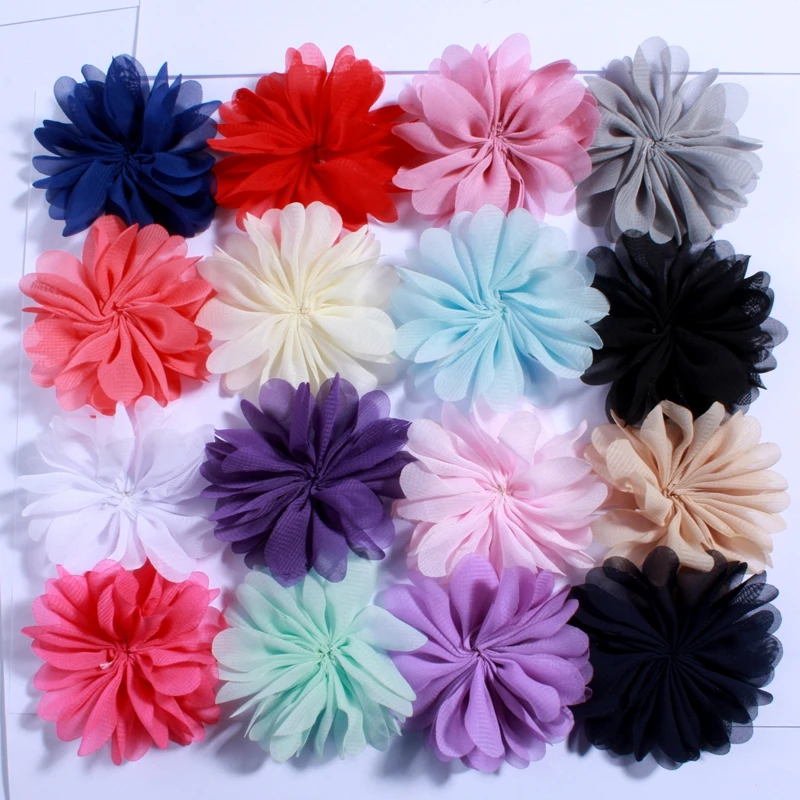 

120PCS 6.5CM Hot Sale Fluffy Ballerina Chiffon Fabric Flower For Dress Sunflower Lace Artificial Flowers For Wedding Decoration
