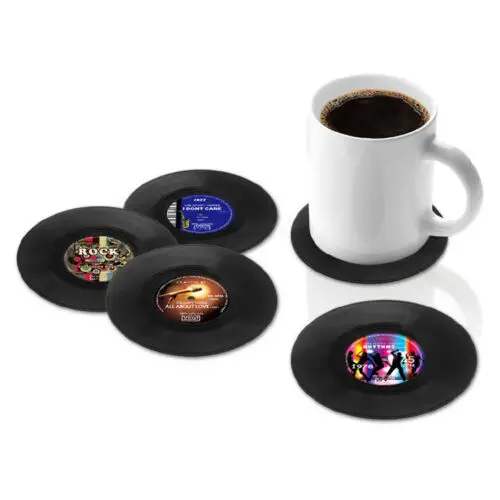 

2019 Retro Silicone Glass Skid Mat Vinyl Cd Album Drinks Coasters Cup Holder