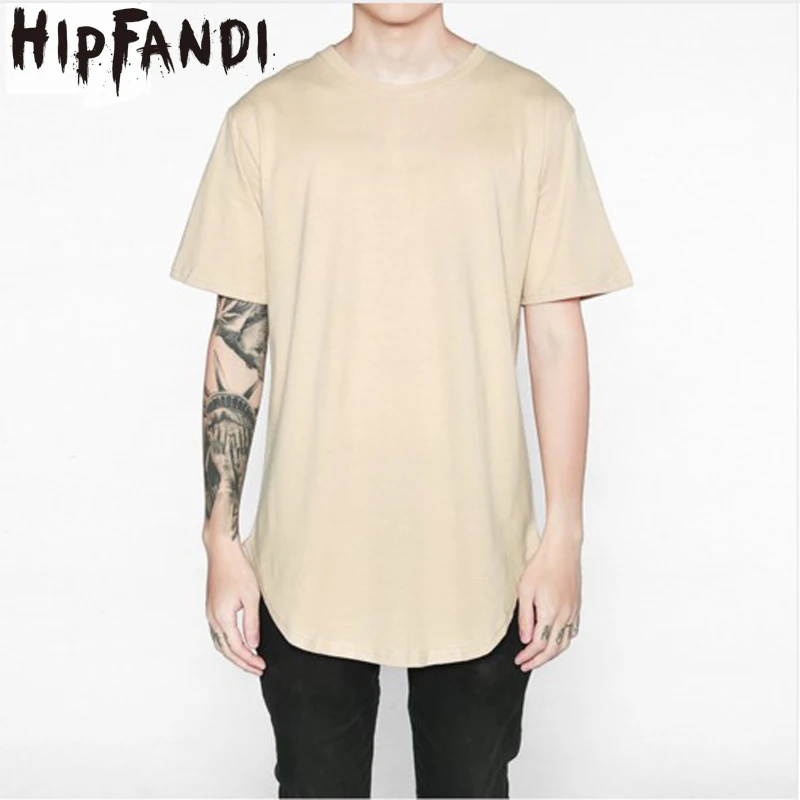 HIPFANDI 2019 Fashion Hip Hop pouliční tričko velkoobchod Módní značka Pánské letní krátký rukáv nadměrný design Prodloužené tričko
