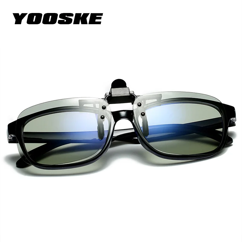 YOOSKE новые фотохромные зажимы в виде солнцезащитных очков мужские поляризованные линзы солнцезащитные очки клип человек водитель зеркало-Хамелеон очки-зажимы