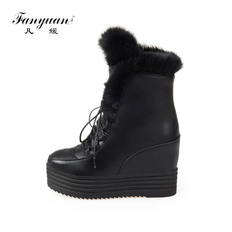 

fanyuan Brand New Plus Sizes 43 Platform Warm Fur Russia Winter Women Snow Boots Shoes On Sale Wedge Heel Woman Boots