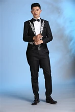 Latest Coat Pant Design Black Pattern Costume Tailcoat Men Suit Slim Fit 2 Piece Cheap Show Blazer Stage Tuxedo Terno Masculino