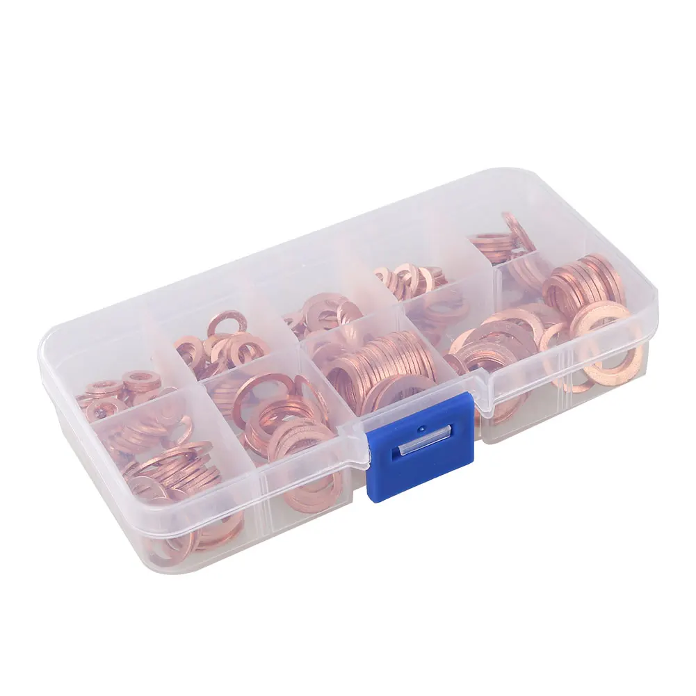 200 Pcs Car Copper Washer Flat Ring Seal Kit Oil Seal Sheet Gasket Garage Engine Washer Auto Repair Tools M5 M6 M8 M10 M12 M14 200 Pcs Car Copper Washer Flat Ring Seal Kit Oil Seal Sheet Gasket Garage Engine Washer Auto Repair Tools M5 M6 M8 M10 M12 M14