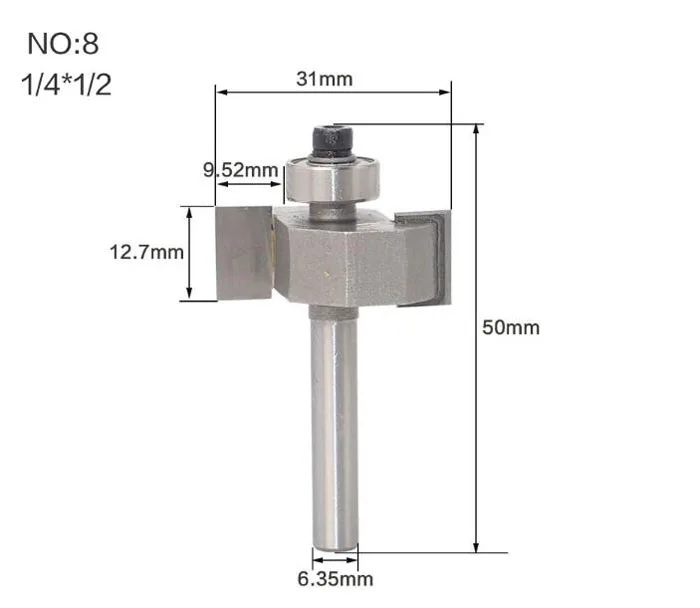 1/" 1/2 хвостовик" Т "типа печенья шарнирный слот резак для соединения/долбежные фрезы для деревообработки - Длина режущей кромки: NO 8