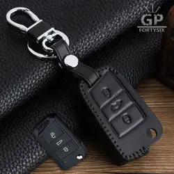 Натуральная кожа автомобильный брелок кольцо чехол Брелок Автомобильный держатель для укладки для Skoda Octavia A7 RS Smart remote ключ автомобиля