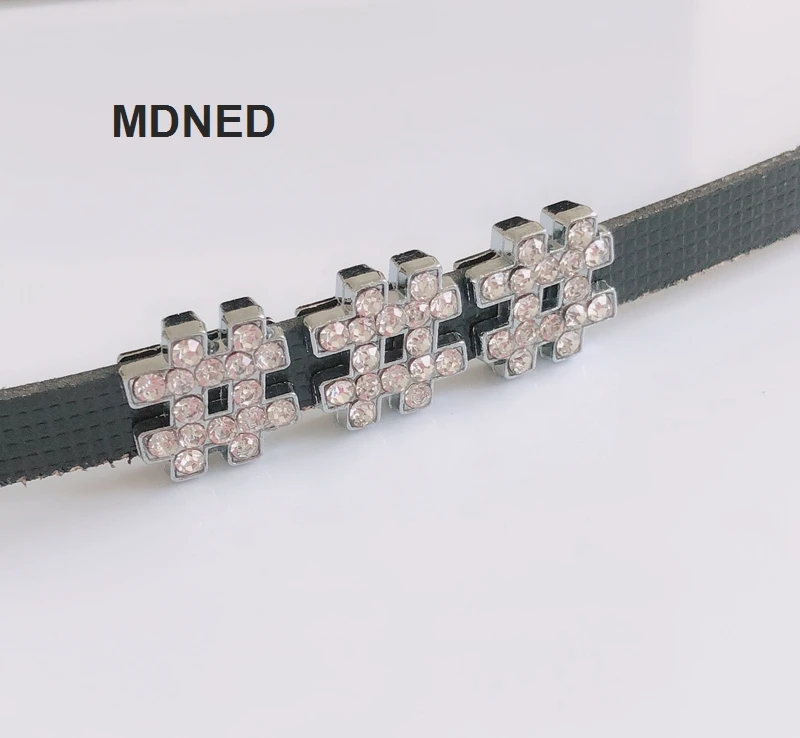 

Free Shipping, 20PCS 8MM Full Rhinestone # Note Slide Charms Slide Letters Fit 8mm Wristbands, Belts