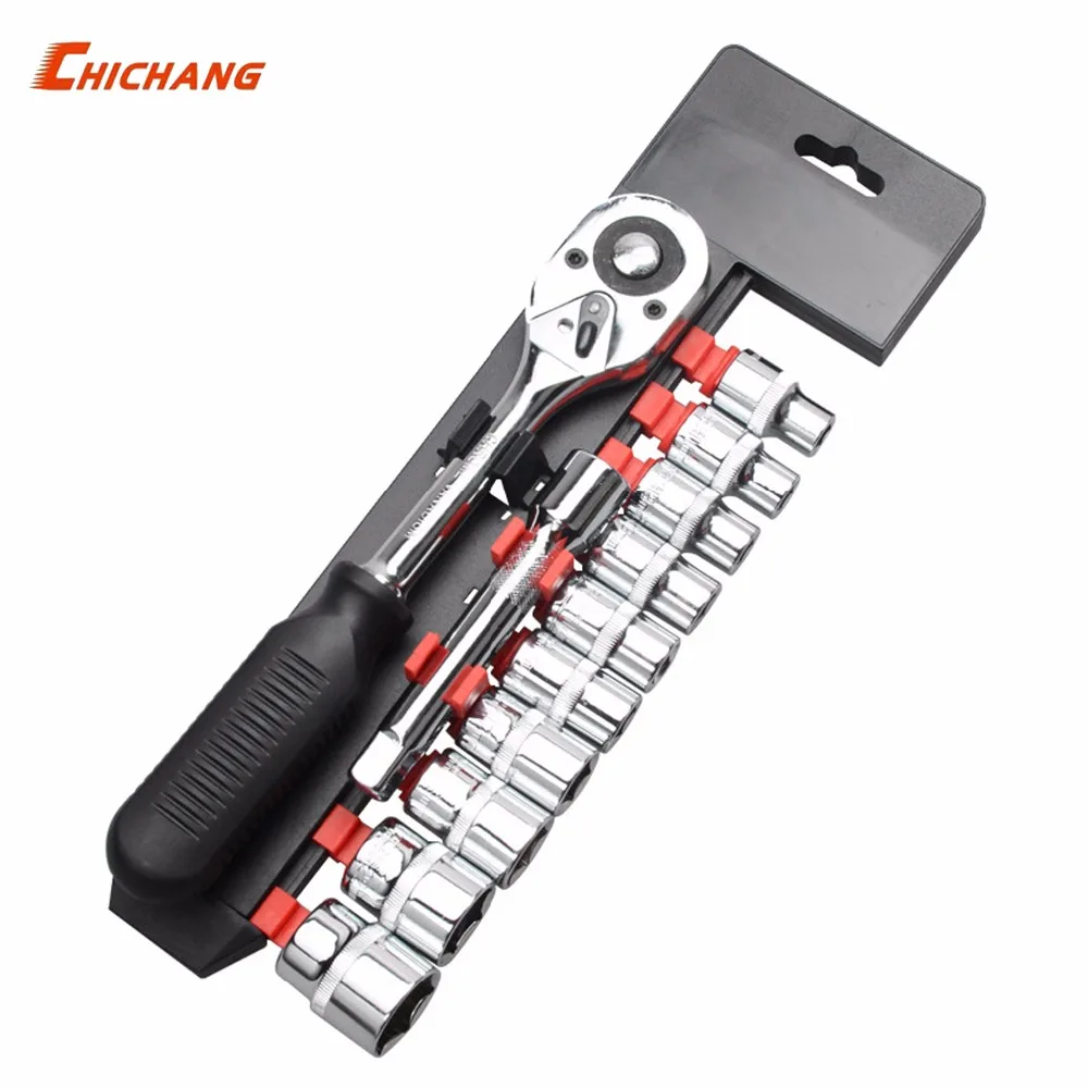 

12pcs Ratchet Wrench Socket Spanner Set Hardware Vanadium Chrome-vanadium Steel Repairing Kit Hand Tools Set 1/2 Repairing Tool