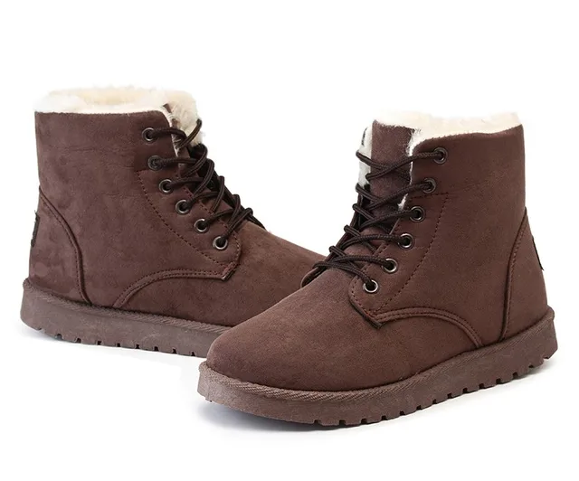 Classic Women Winter Boots Suede Ankle Snow Boots Female Warm Fur Plush Insole High Quality Botas Mujer Lace-Up -