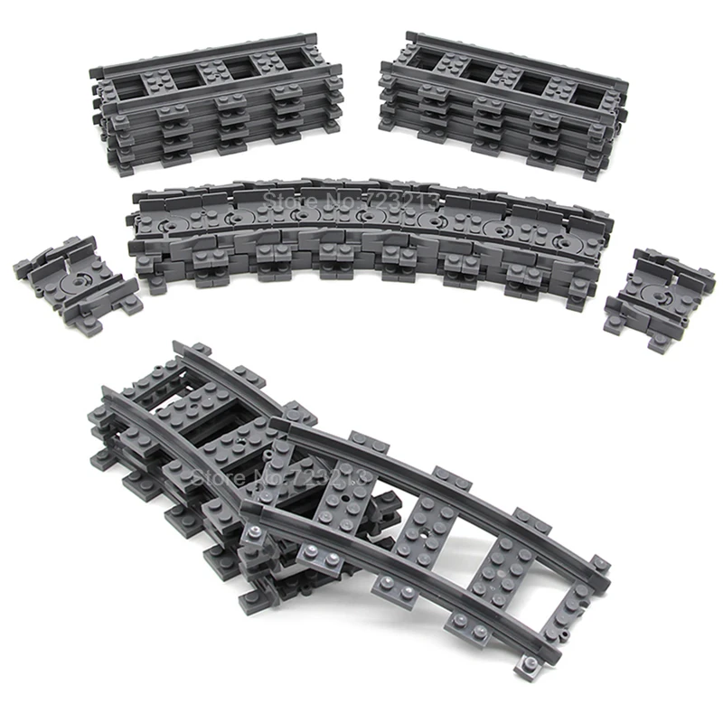 

Single Sale Flexible/Curved/Straight forked Rail Tracks for Train Soft Railway MOC Legoings Building Block Set Toys for Children