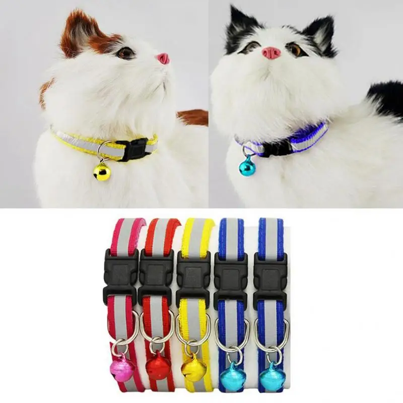 

Adjustable luminous Pet Collar black buckle reflective bell collar Comfortable fit noctilucence cat puppy kitten dog Collar