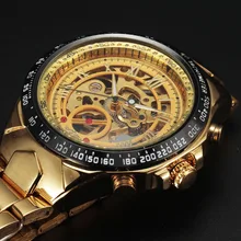 Winner Watches Men Sport Watch Mens Skeleton Watch Automatic Mechanical Army Wrist Watch Golden Wristwatch relogio masculino