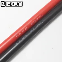 0,5 метров черный+ 0,6 метров красный силиконовый провод 4 AWG Луженая медная проволока мягкие провода 4AWG-60 до+ 200 градусов высокая температура