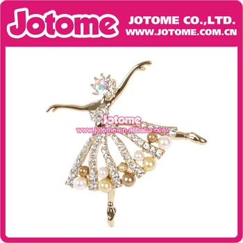 

45mm Jewelry Clear Crystal Dancing Ballet Rhinestone Brooch Pin/Factory Ballet Dance Girl Shinning Crystal Glass Brooches