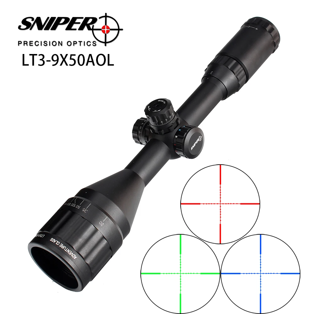 

SNIPER LT 3-9X50AOL 1 inch Full Size Tactical Optical Sight Illuminate Mil-Dot RifleScopes Locking Resetting Hunting Rifle Scope