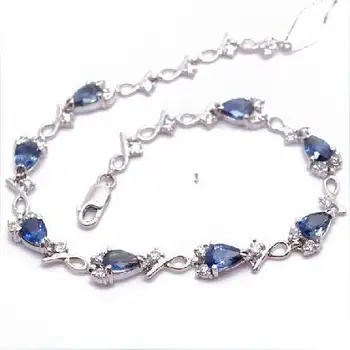 

2017 Sale Qi Xuan_Free Mail Dark Blue Stone Elegant Bracelets_S925 Solid Silver Fashion Bracelets_Manufacturer Directly Sales