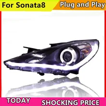 Car Styling Head Lamp For Hyundai Sonata8 headlights angel eyes 2012-2017 For sonata 8 head lamp h7 bi xenon lens auto headlight xenon headlights car styling for mitsubishi outlander 2003 2005 front head lamp