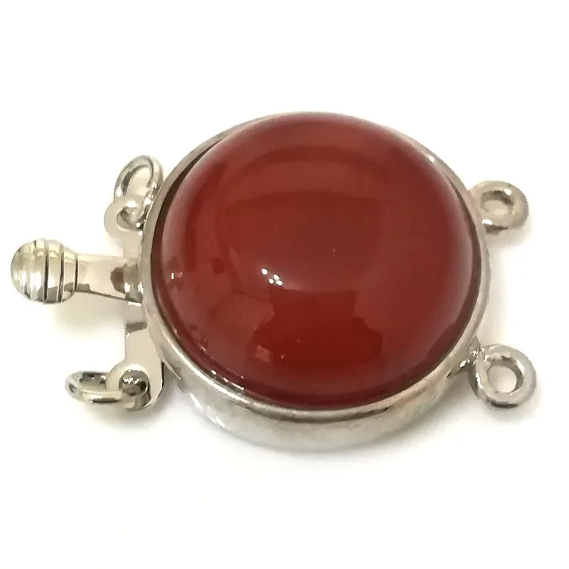 

2 rows 20mm Carnelian Round Clasp for Necklaces