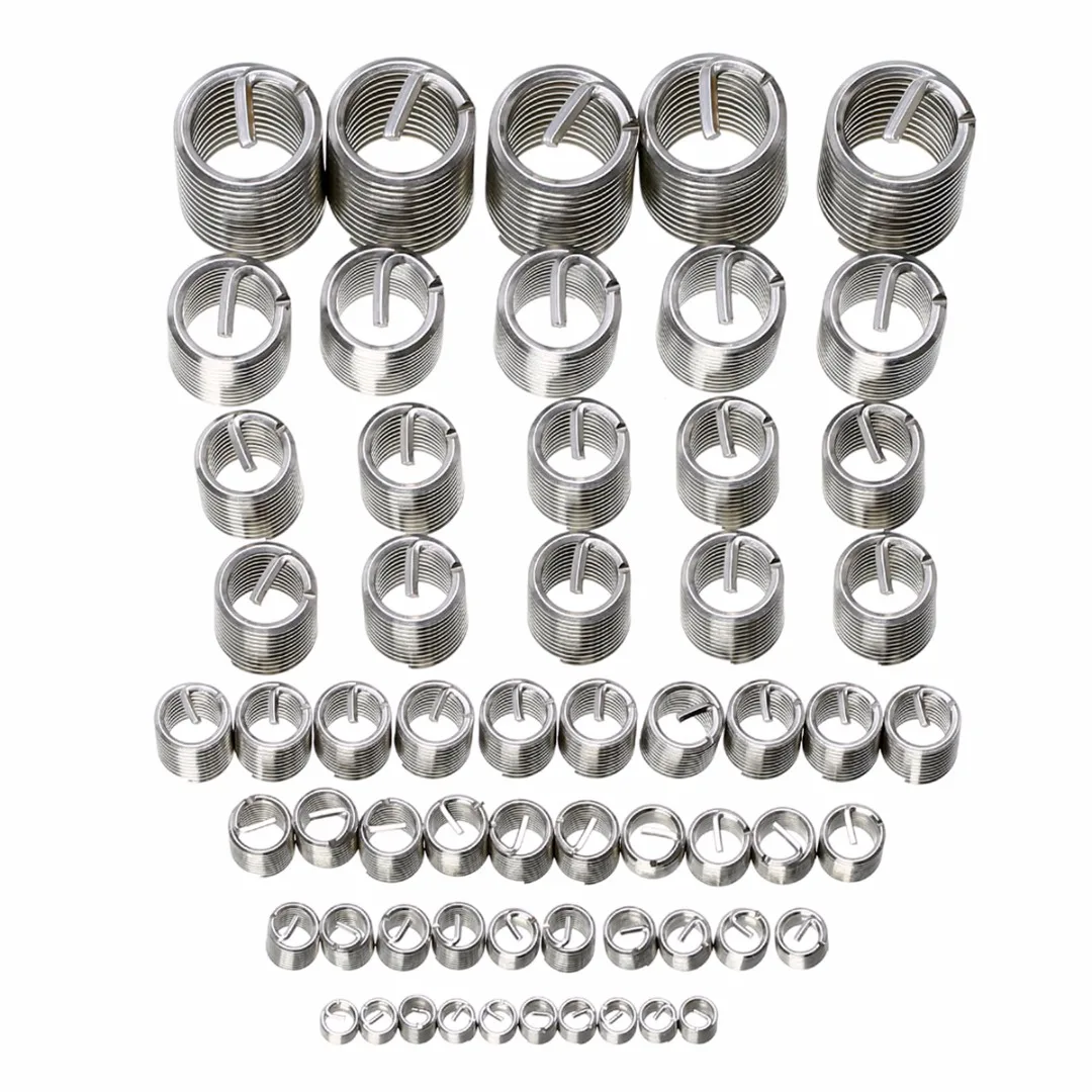

Mayitr 60pcs/set Stainless Steel Thread Insert Kit Wire Braces Bushing Screws Sleeve Threaded Sheath M3-M12 for Hardware Repair
