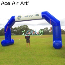 Arc de bienvenue gonflable bleu 8m W x4m H, ligne de début et de finition en tissu oxford avec badge pour sports/courses importants