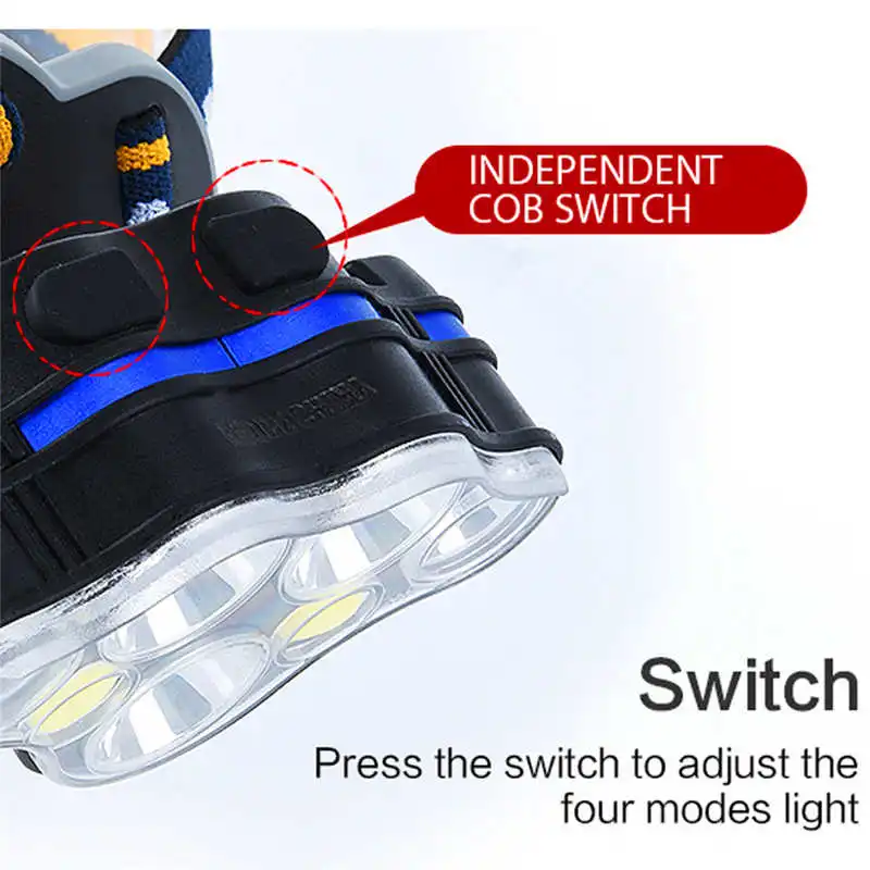 5x XM-L T6 LED+2xCOB Induction Headlamp torch flashlight t6 18650 Headlight Set powerful led flashlight rechargeable #4A29 (5)