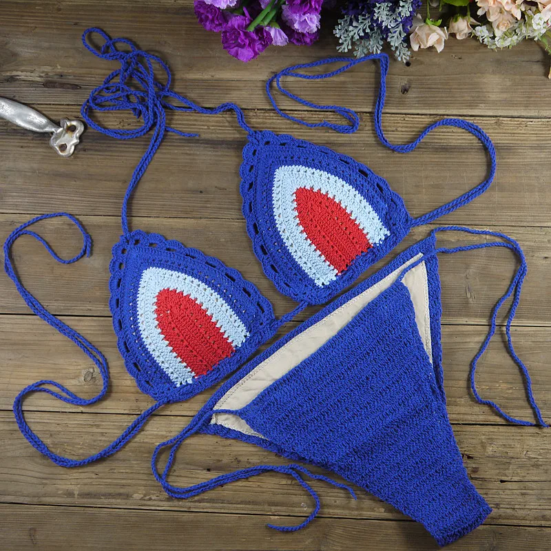 2017 Crochet Swimwear Beach Suit Sexy Handmade Crochet Bikinis Women Crochet Swimsuit Brazilian