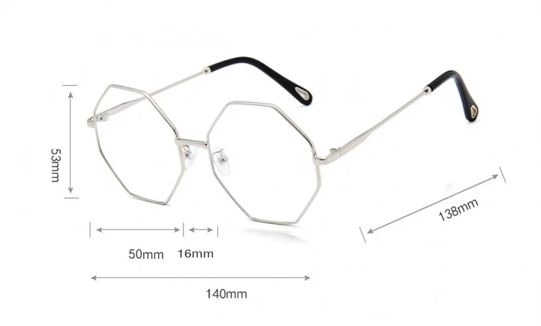 Шестигранные Квадратные прозрачные очки, женские очки, модные брендовые Дизайнерские мужские прозрачные очки с плоским верхом в металлической оправе