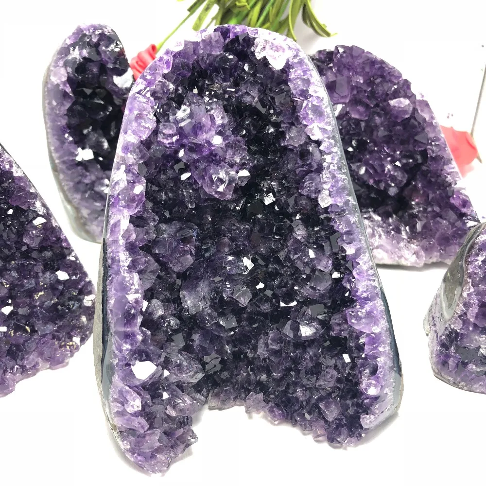 

Free Shipping Natural Amethyst clusters Amethyst hole ornaments wholesale cornucopia Amethyst Stone