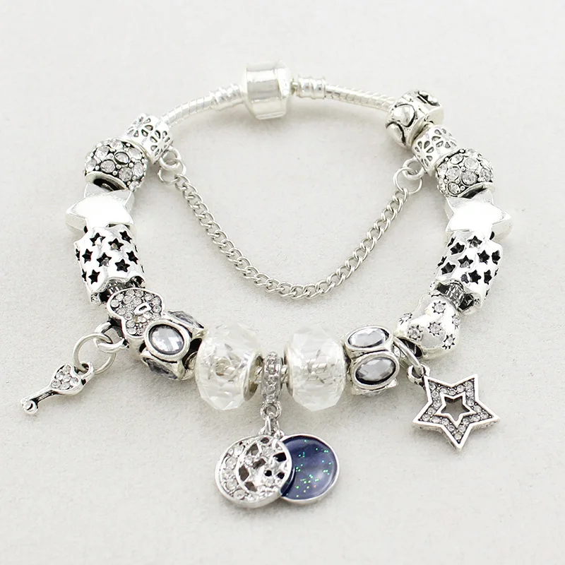 

ANNAPAER 2019 Pulseira Crystal Star Charm Bracelets Key Bead Fit Original Bracelets Pulseira Female Personality Jewelry B17050
