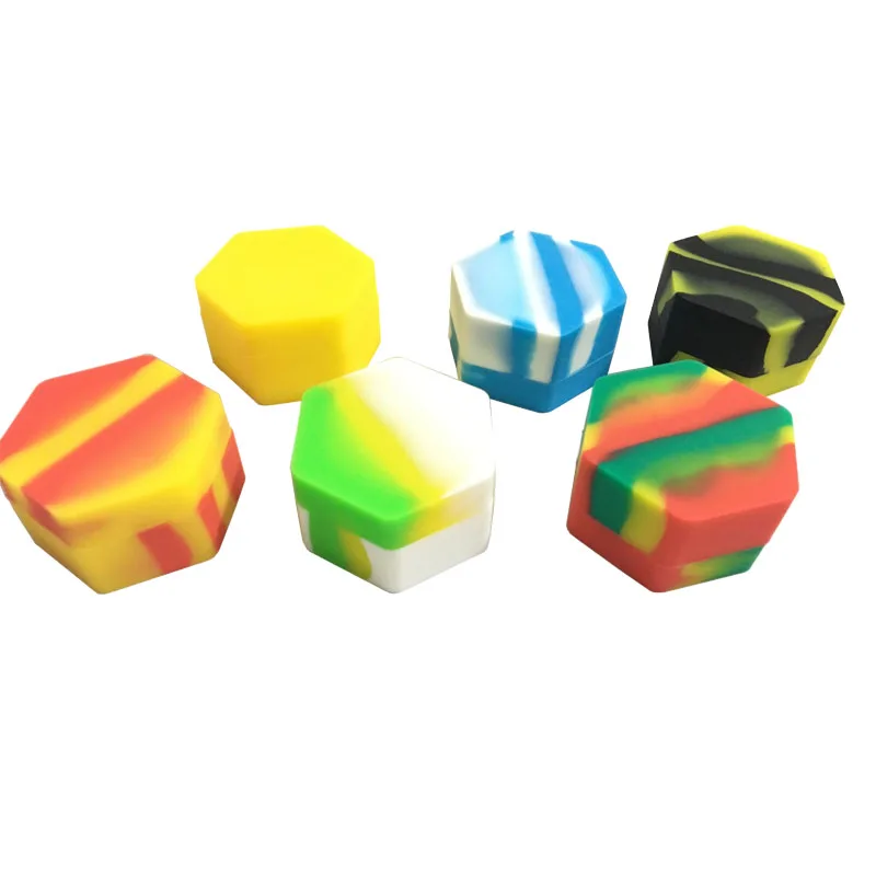 Best Silicone Wax Jars Dab Container Mixed Color Large 26 Ml Hexagon