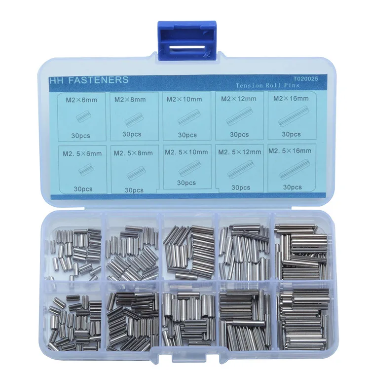Split Spring Dowel Tension Roll Pins M1.5 M2 M2.5 M3 M4 M5 M6 M8 with Box 280Pcs Stainless Steel Slotted Spring Pin Assortment Kit 