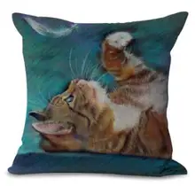 45*45 Cm Cat Cafe/Home Decorative Cute Printing Cotton Linen Cat Pillows