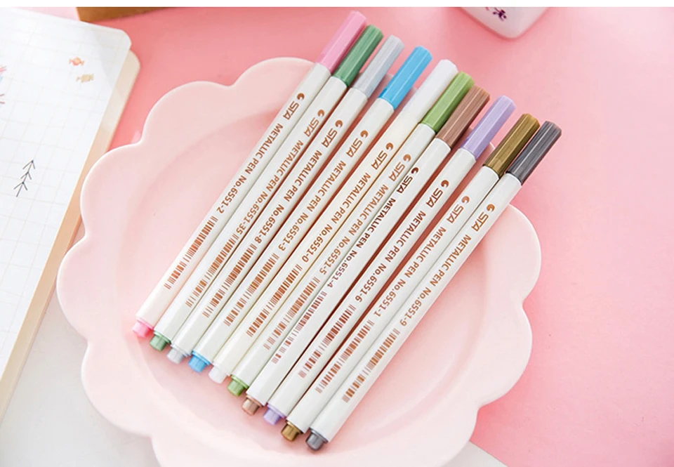 10 металлическая цветная ручка художественный маркер ручка для рисования для канцелярских принадлежностей школьные принадлежности для поделок, скрапбукинга