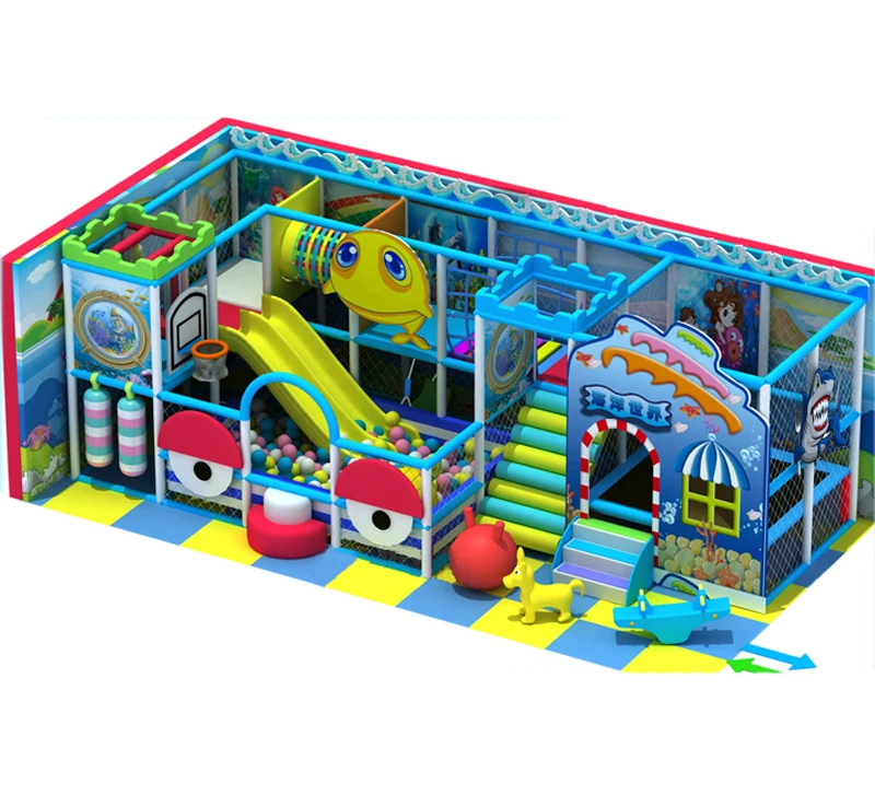 

kids amusement indoor playground park,customized children soft maze with trampoline,plastic slide ball pool YLW-IN180511