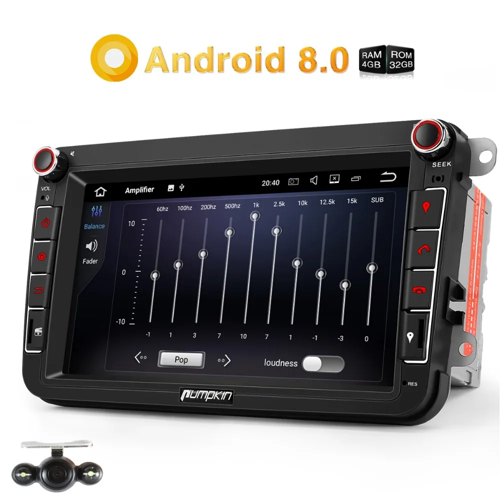

Pumpkin2 Din8"Car Radio Android 8.0 GPS Navigation 4G RAM Octa-core Car Stereo For VW/Skoda/Seat/Golf Radio Audio Player NO DVD