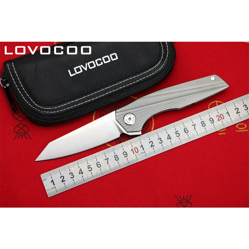 

LOVOCOO ROCKET Original D2 blade Titanium handle Flipper folding knife Outdoor camping hunting pocket fruit knives EDC tools
