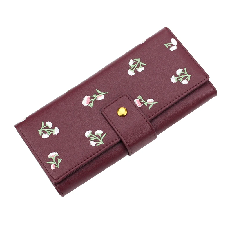 Женский кожаный кошелек с цветами Unishow брендовый Длинный для женщин застежка