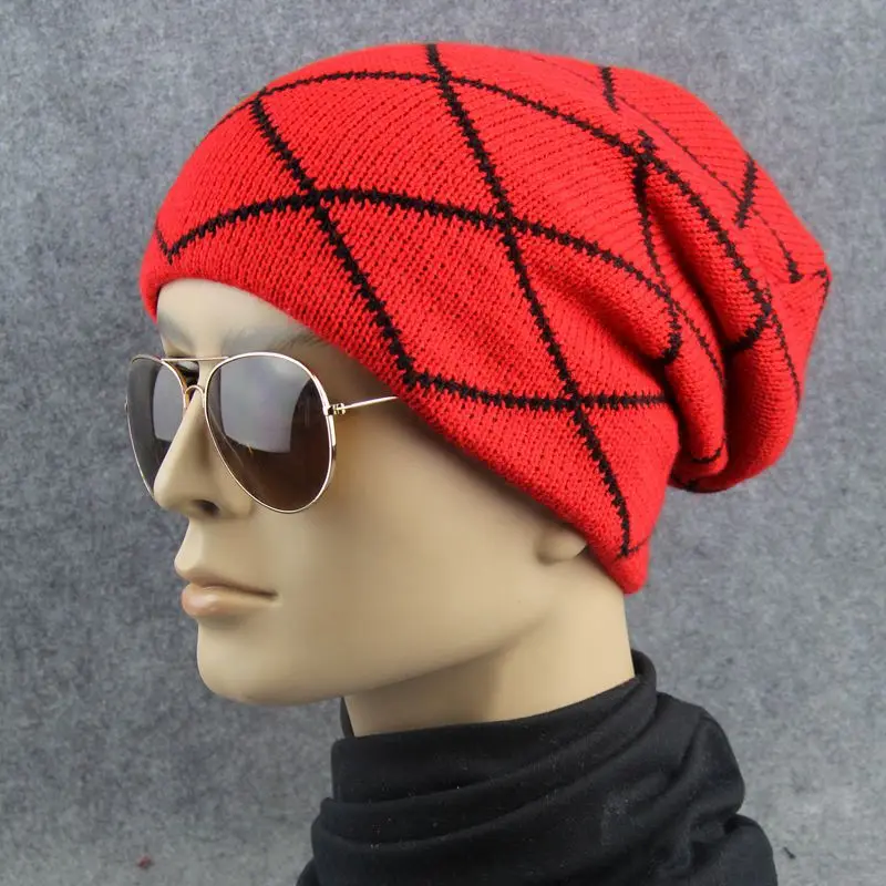 ユニ セックス冬グレー ニット着用長い ストッキング キャップ帽子グリッド格子綿ウールビーニー帽子 Beanie Hat Stocking Capwoolen Beanies Aliexpress