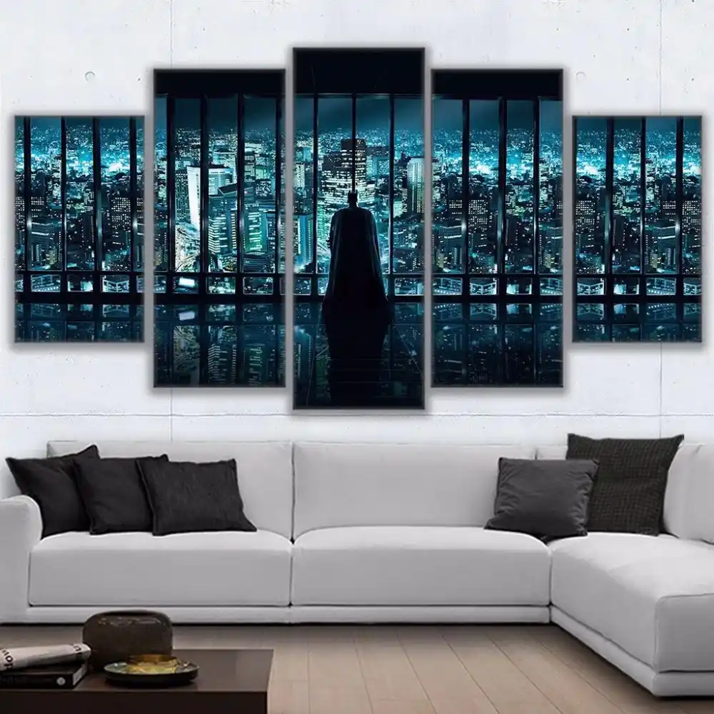 HD Cetak 5 Pcs BATMAN DAN GOTHAM City Kanvas Wall Art Painting Poster Modern Home Decor Living Room Wall Art Decor Gambar PT1433 Hd Prints Decorative Picturespainting Poster AliExpress