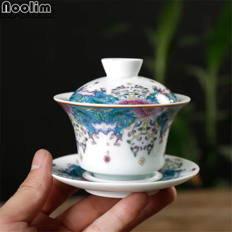 Цзиндэчжэнь эмаль Gaiwan керамическая кунг-фу фарфорная чашка для чая Китайский Чайный Сервиз набор