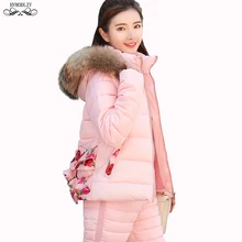 Женский зимний костюм, стеганая куртка, весна, пуховик из искусственного меха, хлопковое пальто и эластичные штаны, модные два комплекта для женщин HJ199