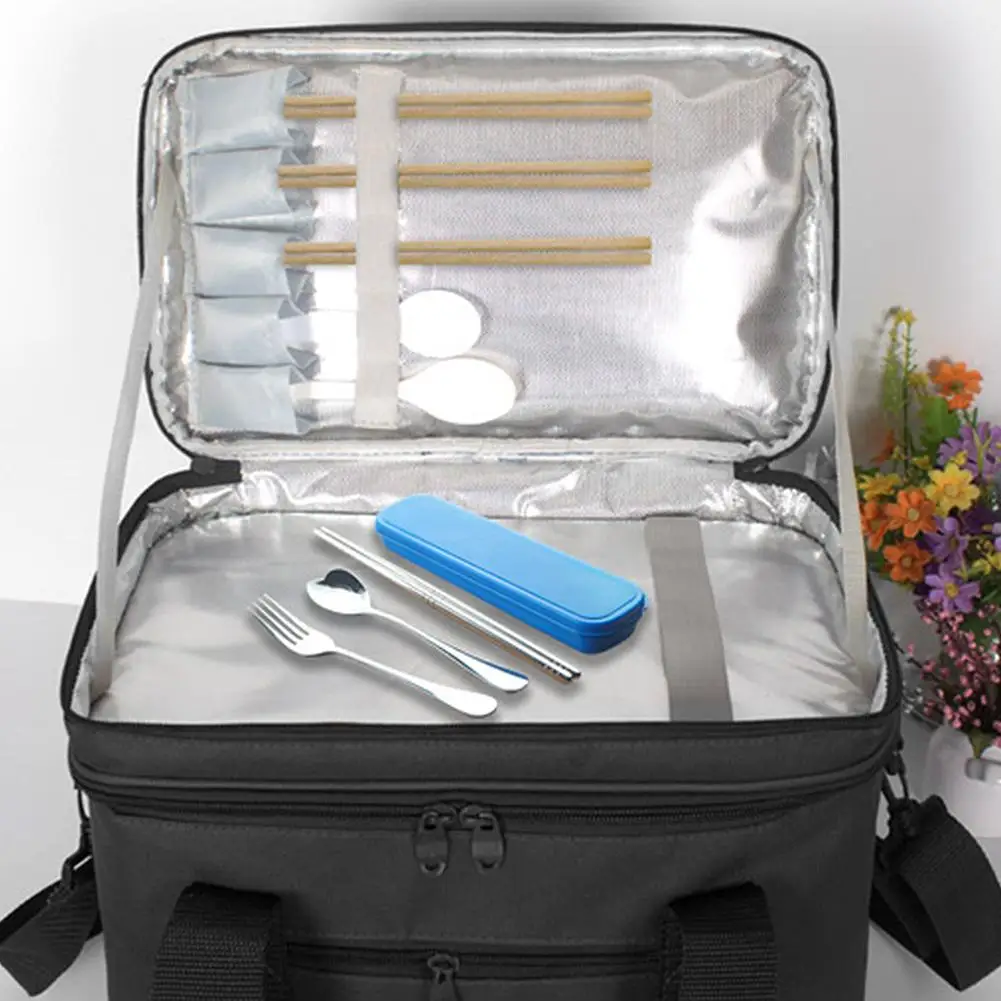 Picnic Cooler Lunch Bags Foldable Thermal Aluminum Foil Large Ice Pack Box Bag Insulated Car Beach Barbecues Camping Lunch Bags