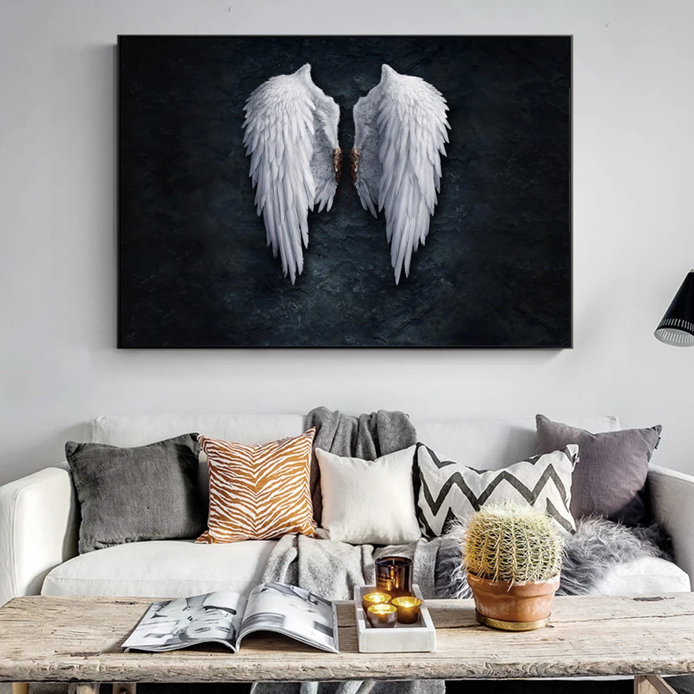Angel Wings Wall Art Canvas Prints Feather Ground Creative Paintings On