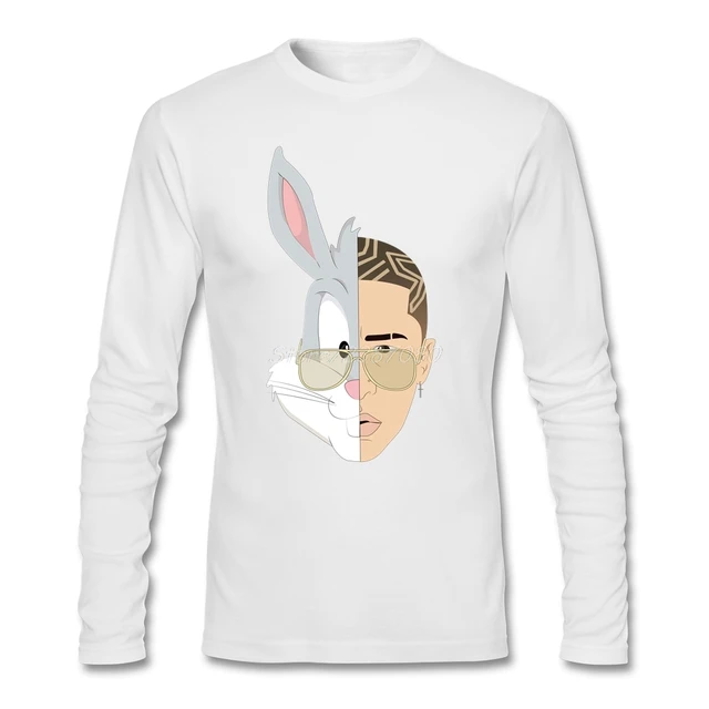 Bad Bunny T Shirt Custom Long Sleeve Men's T shirt Hip Hop Cheap Cotton