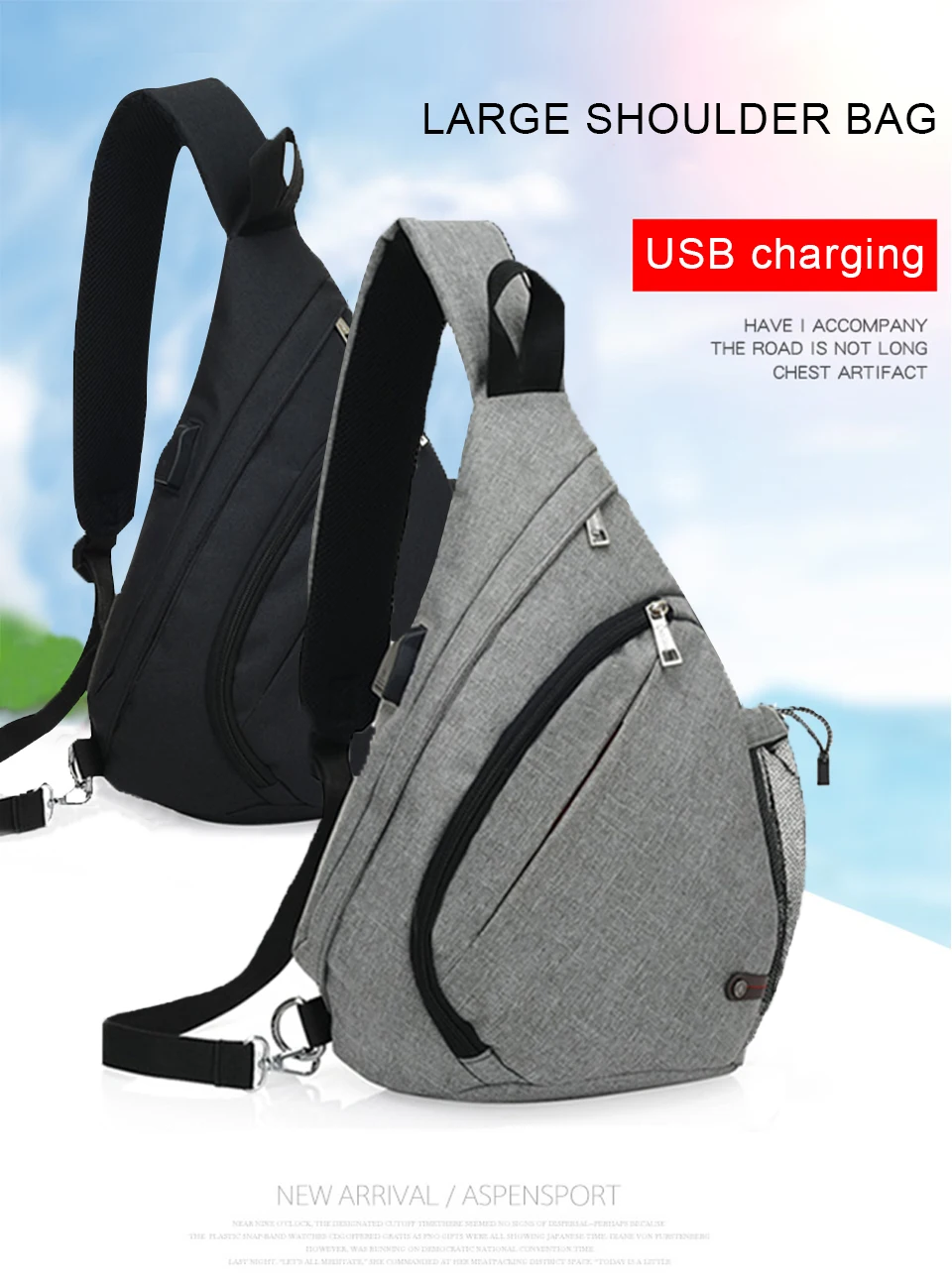 Mens Chest Bag Crossbody Shoulder Bags Women Bagpack Male Messenger Back Packs Cross Body USB Charging Business School Sac Bolsa (1)