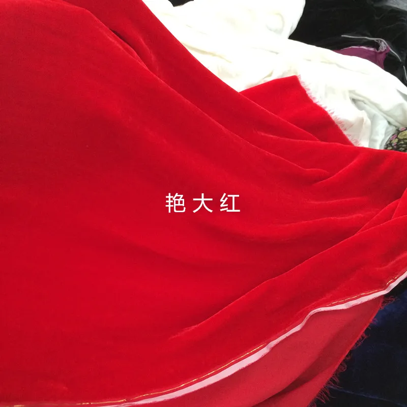 Роскошная настоящая бархатная ткань, красный шелк тутового шелкопряда, бархатная ткань для платья qipao/100*110 см