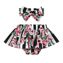 Новая модная плиссированная юбка с цветочным принтом для новорожденных девочек летняя одежда в Вертикальную Полоску