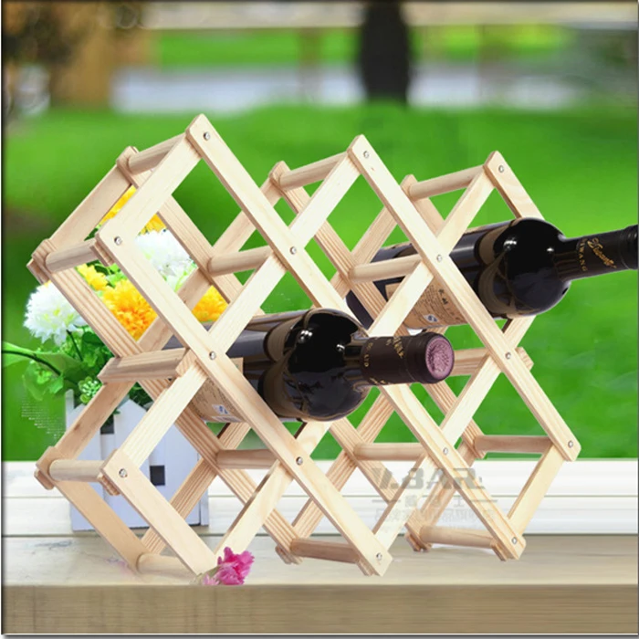 Folding wine rack alcohol care drink bottle holders solid color wood shelfwine rackfolding